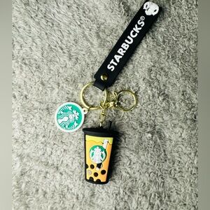 Starbucks Black and Gold Keychain with Bubble Tea Charm- New bought in bulk
